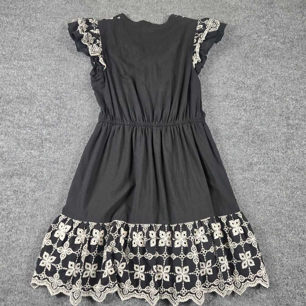 En Saison Dress Women Medium Black  Eyelet Embroidered Cotton Mini - Picture 4 of 9